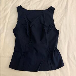 SHEIN Navy Blue Open Tie Back High Neck Tank Top